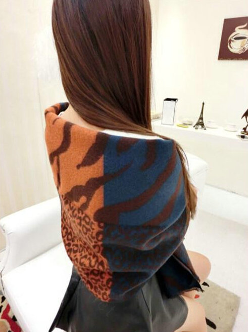 Funky Zebra Print Scarves Wrap Women Winter Warm Cashmere 200*63CM - Blue