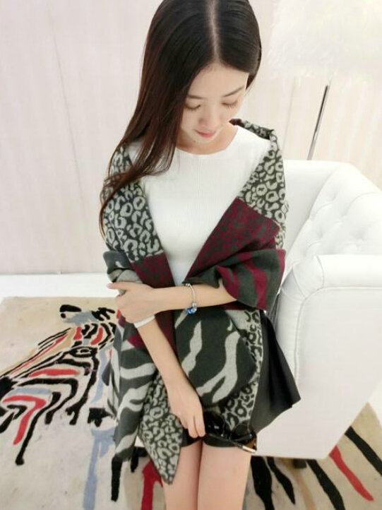 Funky Zebra Print Scarves Wrap Women Winter Warm Cashmere 200*63CM - Grey