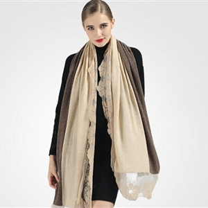 Good Floral Lace Scarves Wrap Women Winter Warm Polyester 210*65CM - Beige