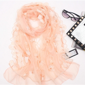 Good Floral Lace Women Scarf Shawls Winter Warm Polyester Scarves 195*56CM - Pink