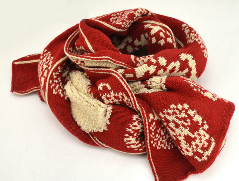 Good Skull Scarf Shawls Women Winter Warm Wool Panties 200*30CM - Red