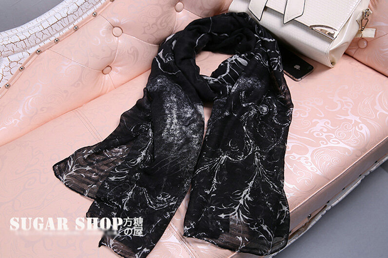 Good Skull Women Scarf Shawls Winter Warm Polyester Scarves 180*90CM - Black