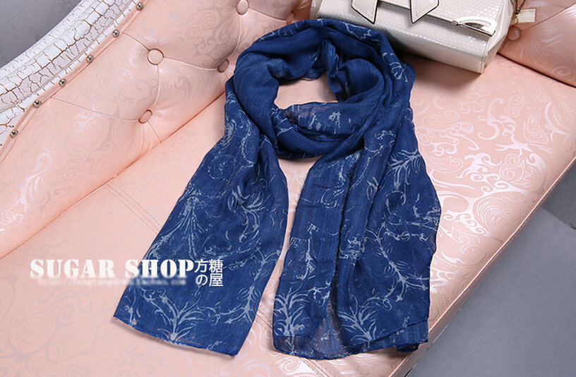 Good Skull Women Scarf Shawls Winter Warm Polyester Scarves 180*90CM - Blue