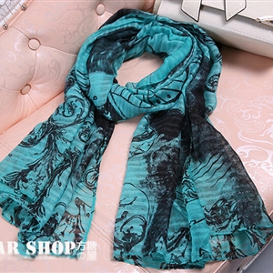 Good Skull Women Scarf Shawls Winter Warm Polyester Scarves 180*90CM - Green
