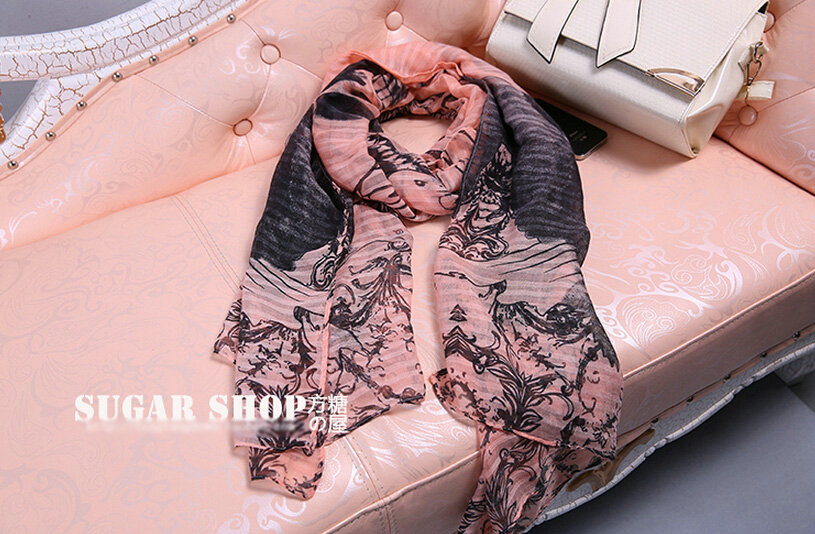 Good Skull Women Scarf Shawls Winter Warm Polyester Scarves 180*90CM - Pink