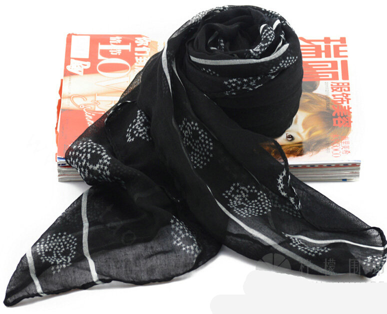 Lovely Skull Women Scarf Shawls Winter Warm Polyester Scarves 170*90CM - Black