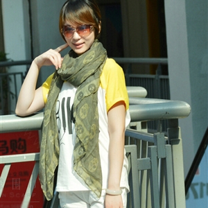 Lovely Skull Women Scarf Shawls Winter Warm Polyester Scarves 170*90CM - Green