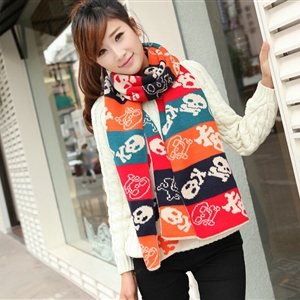 Nice Fringe Skull Scarf Shawls Women Winter Warm Wool Panties 190*32CM - Beige