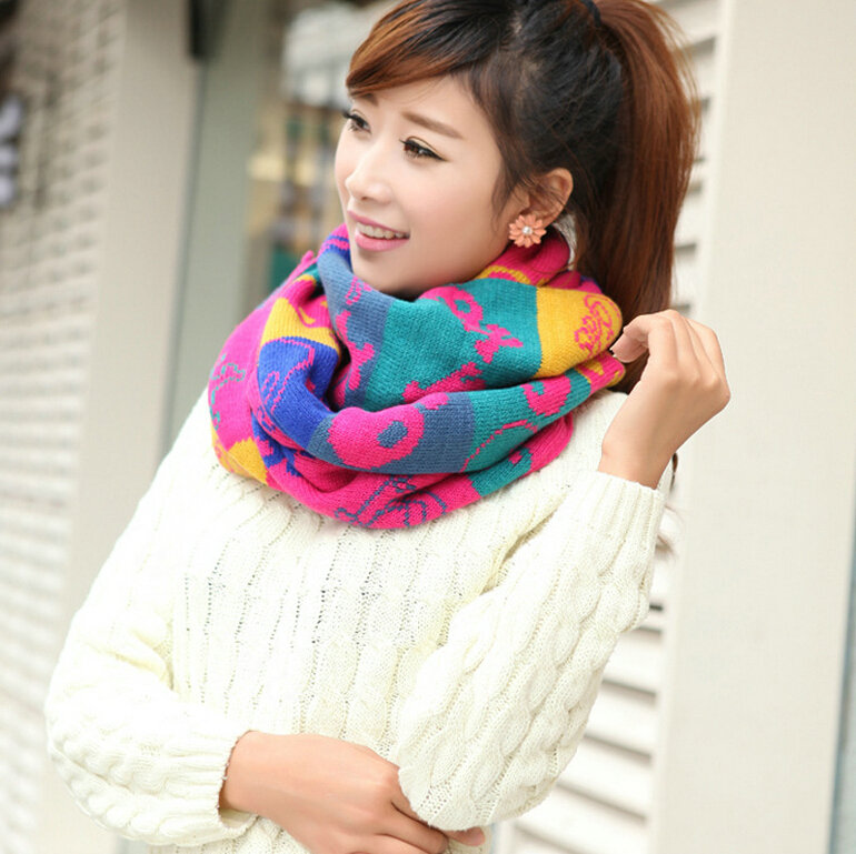 Nice Fringe Skull Scarf Shawls Women Winter Warm Wool Panties 190*32CM - Rose