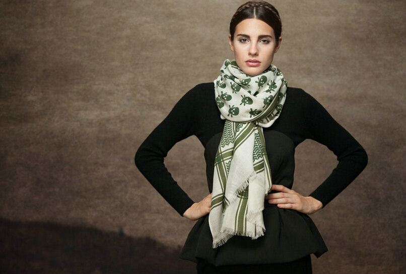 Nice Skull Scarf Shawls Women Winter Warm Wool Panties 175*70CM - Green