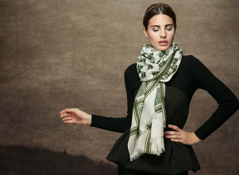 Nice Skull Scarf Shawls Women Winter Warm Wool Panties 175*70CM - Green