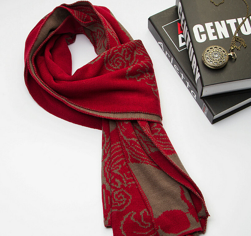 Nice Skull Scarf Shawls Women Winter Warm Wool Panties 195*40CM - Red