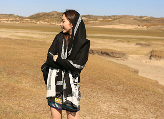 Nice Zebra Print Scarves Wrap Women Winter Warm Cashmere 195*60CM - Black