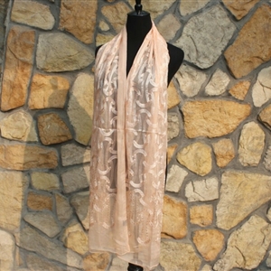 Paillette Embroidered Beaded Scarves Wrap Women Winter Warm Silk 200*50CM - Orange