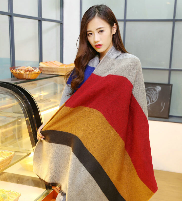 Popular Fringe Scarves Wraps Women Winter Warm Wool Panties 180*70CM - Colorful