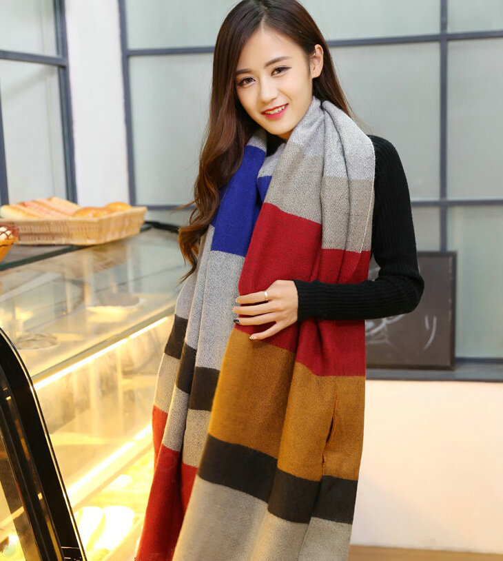 Popular Fringe Scarves Wraps Women Winter Warm Wool Panties 180*70CM - Colorful