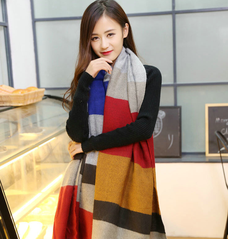 Popular Fringe Scarves Wraps Women Winter Warm Wool Panties 180*70CM - Colorful