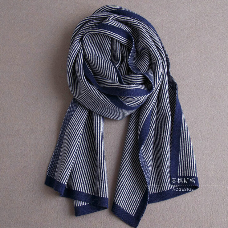 Popular Fringe Scarves Wraps Women Winter Warm Wool Panties 195*30CM - Blue