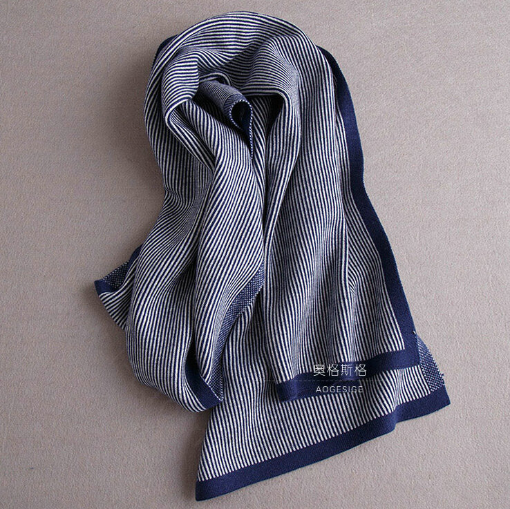 Popular Fringe Scarves Wraps Women Winter Warm Wool Panties 195*30CM - Blue