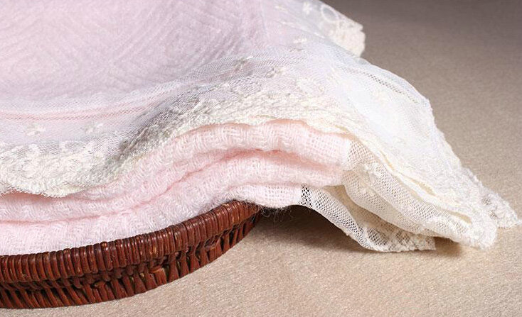 Popular Lace Scarf Shawls Women Winter Warm Wool Panties 180*90CM - Pink