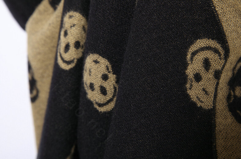 Popular Skull Scarf Scarves For Women Winter Warm Cotton Panties 178*70CM - Black