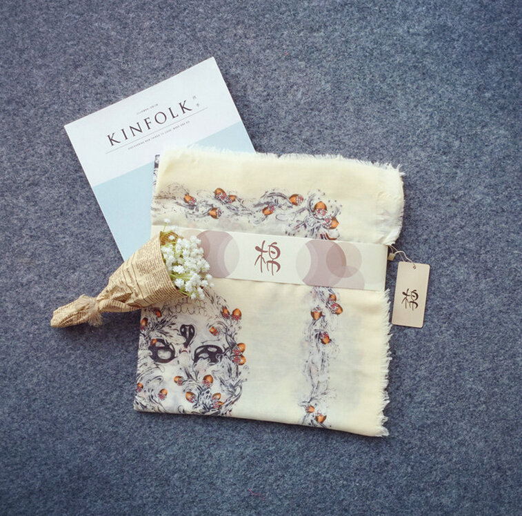 Popular Skull Scarf Scarves For Women Winter Warm Cotton Panties 180*100CM - Beige