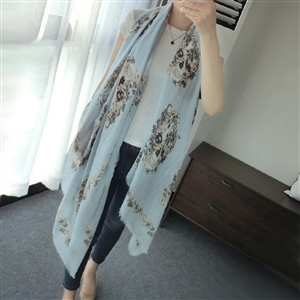Popular Skull Scarf Scarves For Women Winter Warm Cotton Panties 180*100CM - Blue