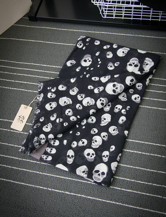 Popular Skull Scarf Scarves For Women Winter Warm Cotton Panties 180*70CM - Black