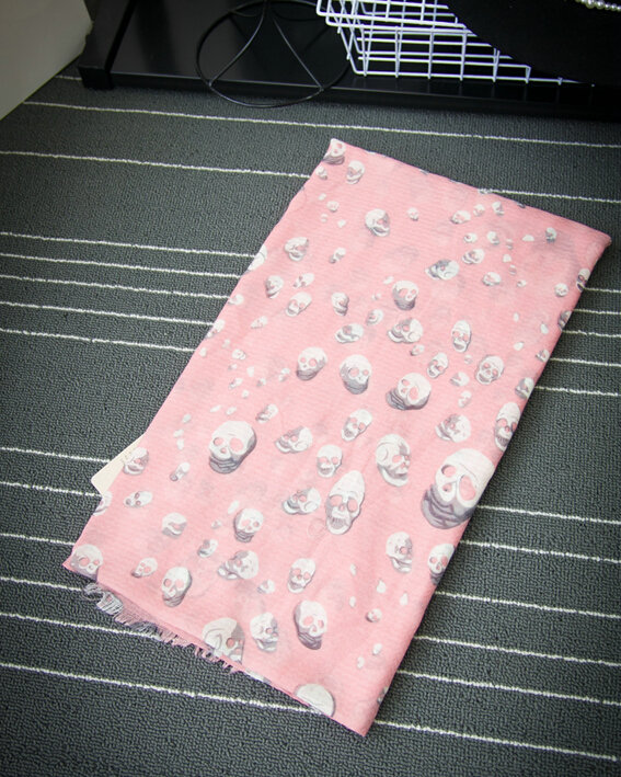 Popular Skull Scarf Scarves For Women Winter Warm Cotton Panties 180*70CM - Pink