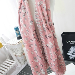 Popular Skull Scarf Scarves For Women Winter Warm Cotton Panties 180*70CM - Pink