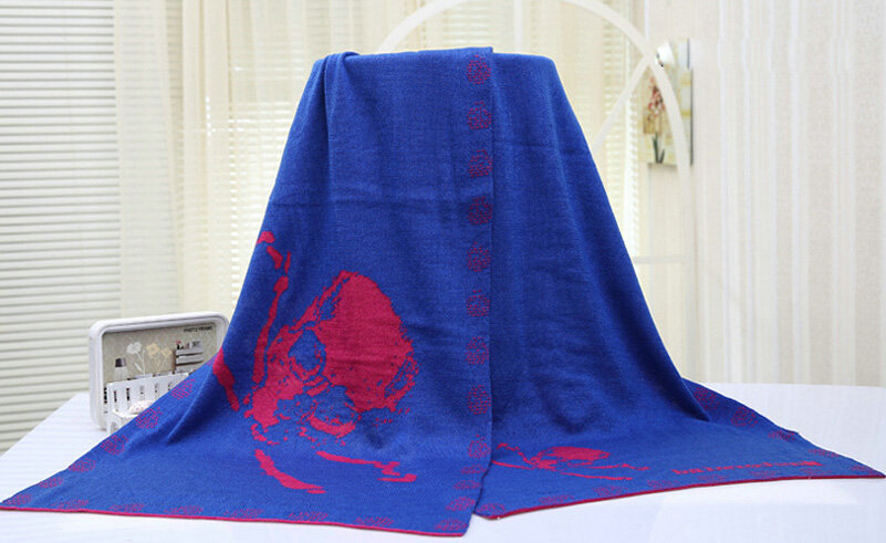 Popular Skull Scarf Shawls Women Winter Warm Wool Panties 180*70CM - Blue
