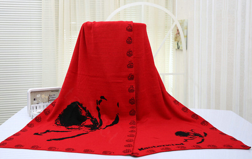 Popular Skull Scarf Shawls Women Winter Warm Wool Panties 180*70CM - Red