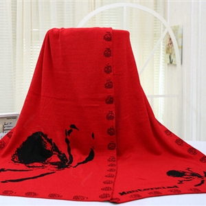 Popular Skull Scarf Shawls Women Winter Warm Wool Panties 180*70CM - Red
