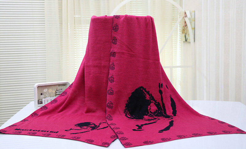 Popular Skull Scarf Shawls Women Winter Warm Wool Panties 180*70CM - Rose