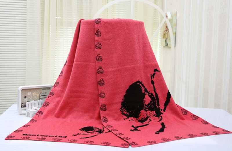 Popular Skull Scarf Shawls Women Winter Warm Wool Panties 180*70CM - Watermelon Red
