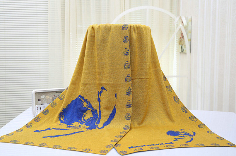 Popular Skull Scarf Shawls Women Winter Warm Wool Panties 180*70CM - Yellow