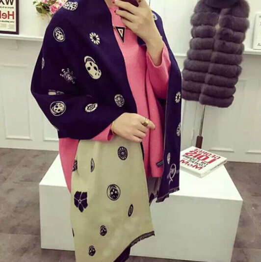 Popular Skull Scarves Wrap Women Winter Warm Cashmere Panties 190*70CM - Black