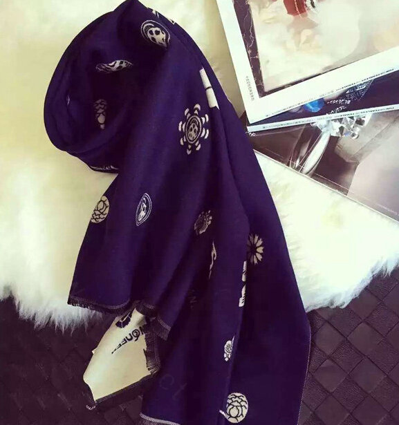 Popular Skull Scarves Wrap Women Winter Warm Cashmere Panties 190*70CM - Black