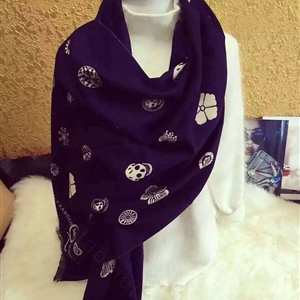 Popular Skull Scarves Wrap Women Winter Warm Cashmere Panties 190*70CM - Black