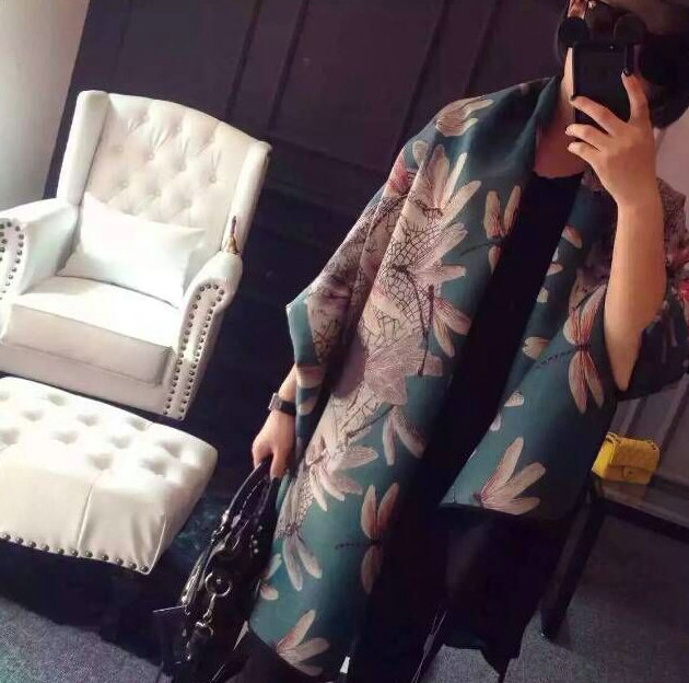 Popular Skull Scarves Wrap Women Winter Warm Cashmere Panties 190*70CM - Dark Green