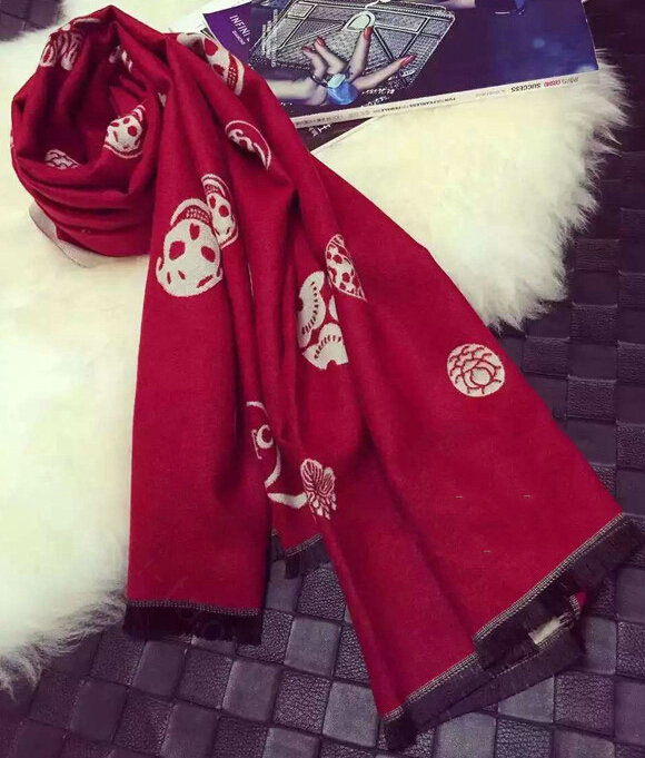 Popular Skull Scarves Wrap Women Winter Warm Cashmere Panties 190*70CM - Red