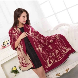 Popular Skull Scarves Wrap Women Winter Warm Cashmere Panties 195*70CM - Red