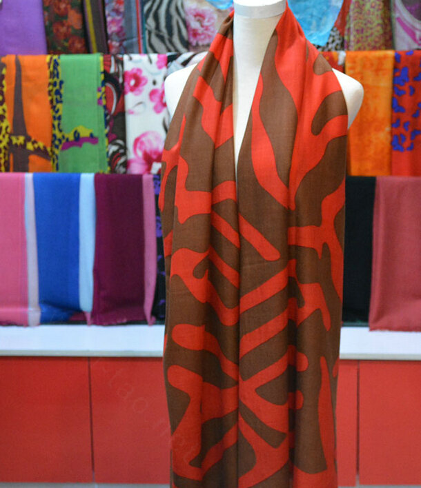 Popular Zebra Print Scarf Shawls Women Winter Warm Wool Panties 180*70CM - Orange
