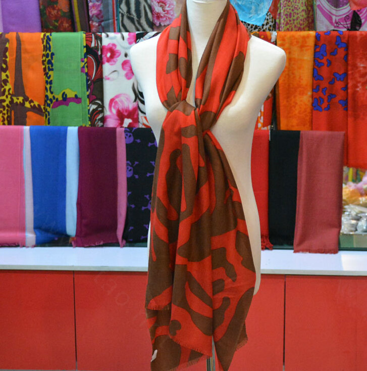 Popular Zebra Print Scarf Shawls Women Winter Warm Wool Panties 180*70CM - Orange