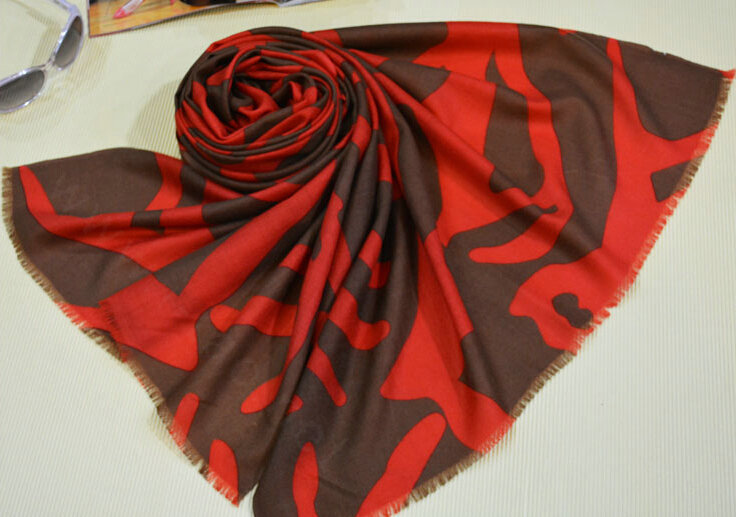 Popular Zebra Print Scarf Shawls Women Winter Warm Wool Panties 180*70CM - Orange