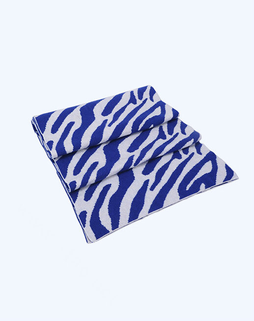 Popular Zebra Print Scarves Wraps Women Winter Warm Wool Panties 218*41CM - Blue