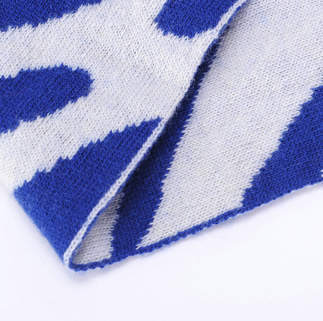 Popular Zebra Print Scarves Wraps Women Winter Warm Wool Panties 218*41CM - Blue