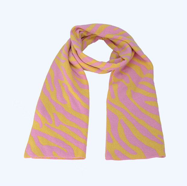 Popular Zebra Print Scarves Wraps Women Winter Warm Wool Panties 218*41CM - Pink