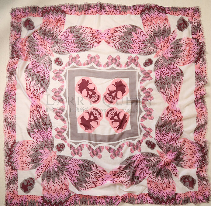 Pretty Cute Skull Scarves Wrap Women Winter Warm Cashmere 140*140CM - Pink