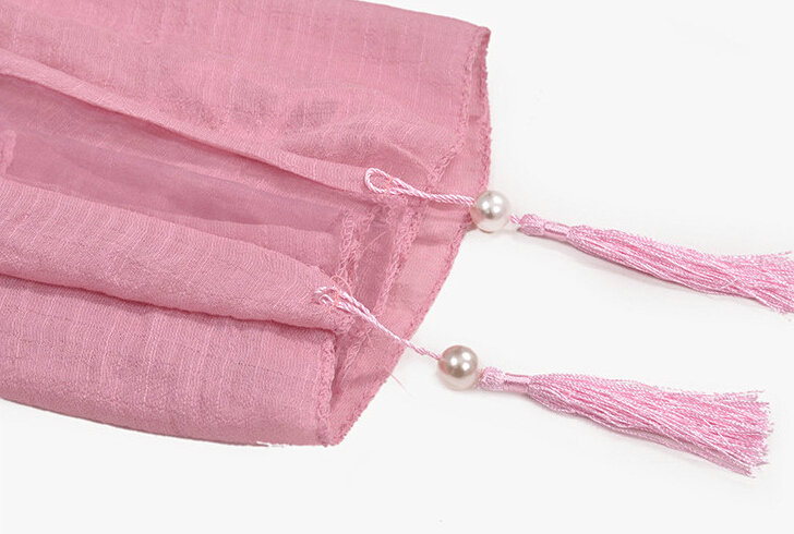 Pretty Embroidered Floral Beaded Scarves Wrap Women Winter Warm Cotton 200*38CM - Rose